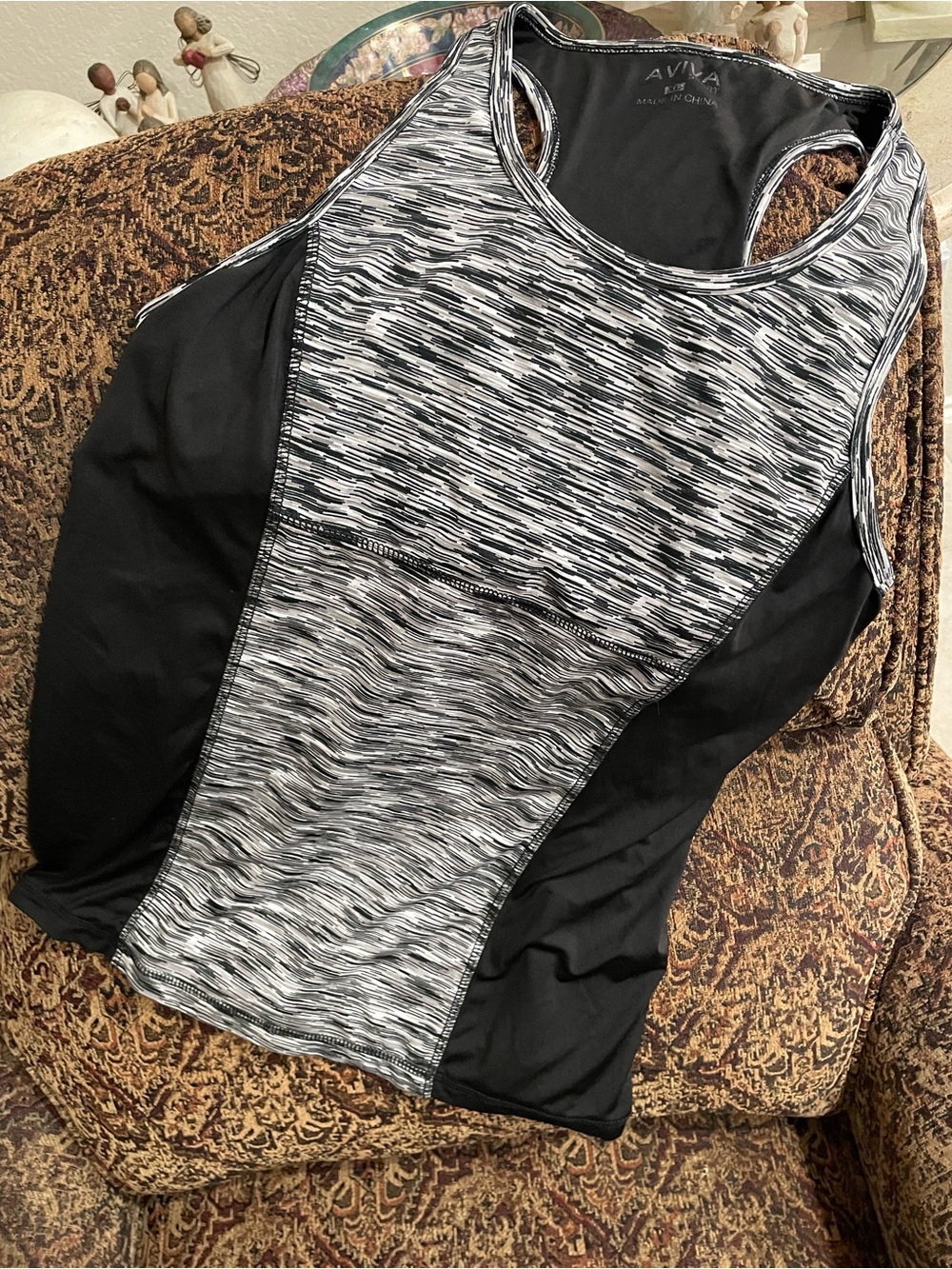 Aviva Black and Gray athletic sport Space-Dye Racerback Tank SZ XL